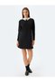 Shirt Collar Jewelled Mini Dress Long Sleeve Crepe Scuba Fabric - 3
