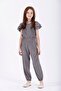 Crew Neck Paca Elastic Gray Color Girls' Two-Piece Set