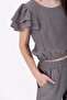 Crew Neck Paca Elastic Gray Color Girls' Two-Piece Set - 5