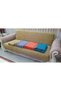 Beige Colored Chenille Woven Armless Sofa Cover - (3+3) - 3