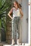 Women's Khaki Italian Waist Lace-Up Sequined Lettered Lycra Pants Size 38 - 46 - 2