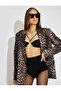 Beige Women's Leopard Blazer Jacket - 2