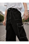 Boy's Oversize Cargo Pocket Stitched Detail 100% Cotton Denim Trousers - 4