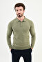 Plain Slim Fit Polo Neck Men's Knitwear Sweater Khaki - 11501.24K - 3