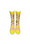 Single Yellow Colored Unisex Flexible Moisturizing Cotton Tennis Patterned Socks - 3