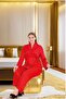 Long Sleeve Oversize Women's Red Pajama Set - 2
