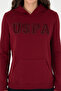 Women's Burgundy Basic Hooded Sweatshirt 50296931-Vr014 - 6