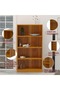 Wooden Storage Display Shelves 4-Tier Freestanding, Light Walnut - 4