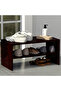 2-Tier Stackable Shoe Rack, Wooden 2-Shelf Shoe Shoes , Dark Walnut