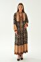 Coffee Double-Breasted Collar Patterned Dress 2643 - 6