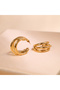 Steel Women's Earrings, Three Rows Half Hoop, Gold Color, No:70 - 3