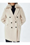 Long Stamp Coat with Removable Faux Fur Collar and Pockets - 5