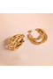 Steel Women's Earrings, Three Rows Half Hoop, Gold Color, No:70 - 4