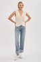 Women's Cream V-Neck Metal Buttoned Knitwear Vest - 4