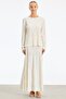 Ecru Color Glitter Skirted Rayon Suit