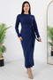 Side Tie Slit Model Dress Dks1136 - 6