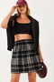 Women's Black Gipe Detailed Plaid Mini Skirt 0169 60251858 - 2
