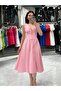 Seya Poplin Fabric Waist-Seated Midi Dress Pink