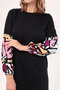 Women's Black Geometric Patterned Balloon Sleeve Dress ARM-20K001099 - 2