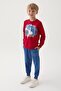 Modern Red Printed Boys' Tracksuit Set - 2