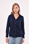 Women's Navy Blue Long Sleeve Plain Shirt ARM-18Y001176 - 2
