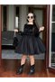 Girl's Black Velvet Evening Dress with Bag and Buckle 2-12 Years - 6