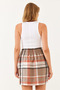 Women's Beige Gipe Detailed Plaid Mini Skirt 0169 60251858 - 5