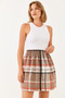 Women's Beige Gipe Detailed Plaid Mini Skirt 0169 60251858 - 2