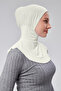Women's Practical Hijab with Sports Neck Collar, Snap-On Bonnet, Combed Cotton Fabric, Ecru - 5