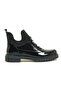 Crinkled Patent Leather Stretch Lace-Up Detailed Boots Black - 4