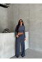 Crew Neck Gathered Blouse Trousers Set