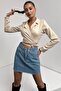 Women's Double Breasted Collar Waist Tie Long Sleeve Blouse - 3