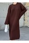 Women's Ecru Oversized Knitwear Dress with Hair Braid Detail - 3