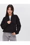 Black Oversize Basic Sweatshirt - Half Lacquered, Collared - 3