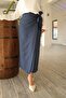 Side Tie Linen Blend Lined Skirt - Does Not Show Inside - 2