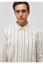 Navy Blue Striped Ecru Shirt Slim Fit / Slim Fit 0211253 -70490 - 5