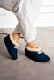 Plush Furry Unisex Women Men's Soft Sole Winter Washable Navy Blue - 2