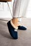 Plush Furry Unisex Women Men's Soft Sole Winter Washable Navy Blue - 3