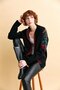 Women's Prevailing Collar Back and Sleeve Flower Patterned Wool Jacket Black