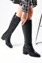 Albertine Black Color Zippered Thin Faux Fur Lined Thick Heeled Women's Boots - 2