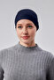 Women's hijab lycra combed seamless non-slip flat tie bone navy blue - 4