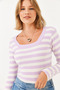 Women's Striped U-Neck T-Shirt 0010 60251864 - 7
