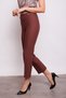 Women's High Waist Buttoned Pipe Leg Fabric Trousers with Stitched Waistband on the Front - Brown - 2