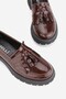 Women's Claret Red Patent Leather Genuine Natural Leather Loafer Shoes, Number 36-41 - 2