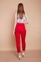 High Waist Elastic Back Side Pockets Pleated Front Lightweight Stretch Fabric Fabric Carrot Pants-Red - 2