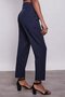 High Waist Belted Stylish Fabric Trousers with Pleats and Button Detail - Navy Blue - 5