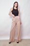 100% Iyocell Flowy Stylish Fabric High Waist Elastic Waistband Side Pockets Wide Leg Pants - Stone - 4