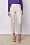 Women's High Waist Front Stitched Waist Padded Buttoned Pipe Leg Lightweight Lycra Fabric Trousers-Champagne