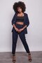 High Waist Belted Stylish Fabric Trousers with Pleats and Button Detail - Navy Blue