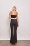 Women's High Waist Stitched Front Leg Slit Flared L Stretch Fabric Trousers-Anthracite - 6